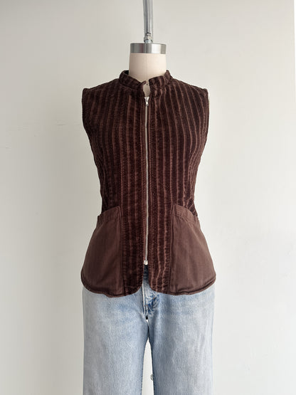 vintage chocolate corduroy top (M)