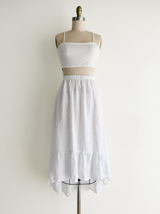 vintage white linen skirt (M)