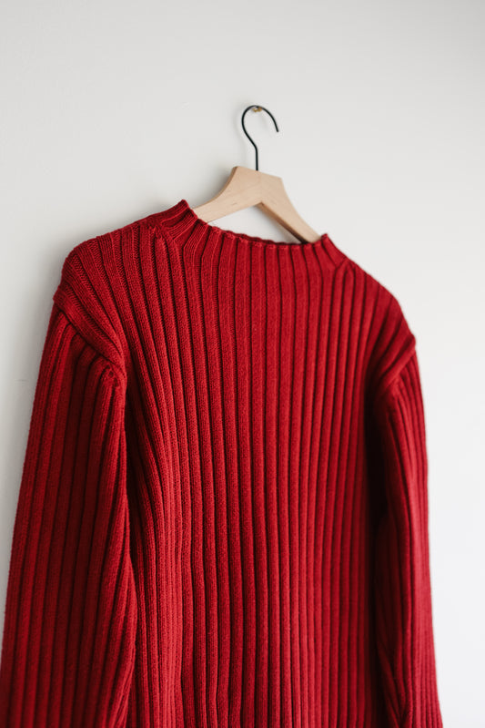 vintage currant red cotton sweater (M)