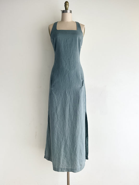 vintage sea glass linen dress (M)