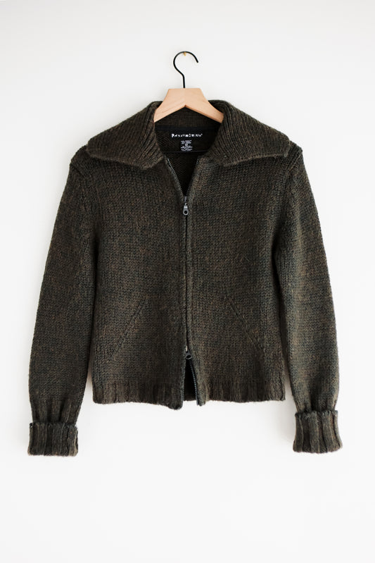 vintage olive wool cardigan (S)