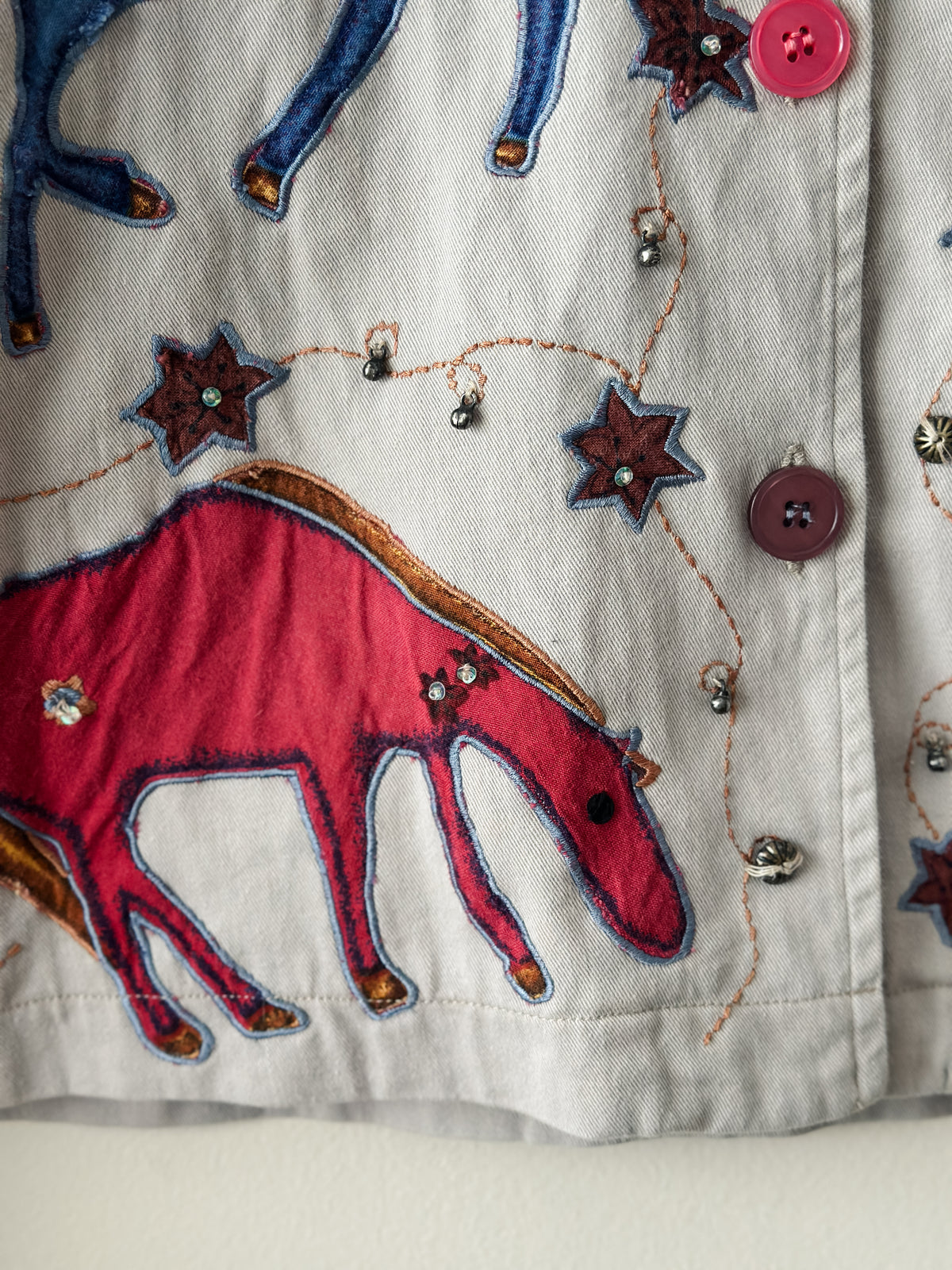 vintage cotton folk-art appliqué jacket (M/L)
