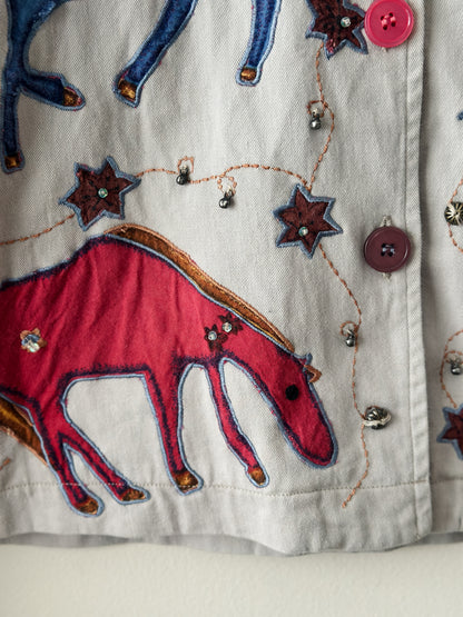 vintage cotton folk-art appliqué jacket (M/L)