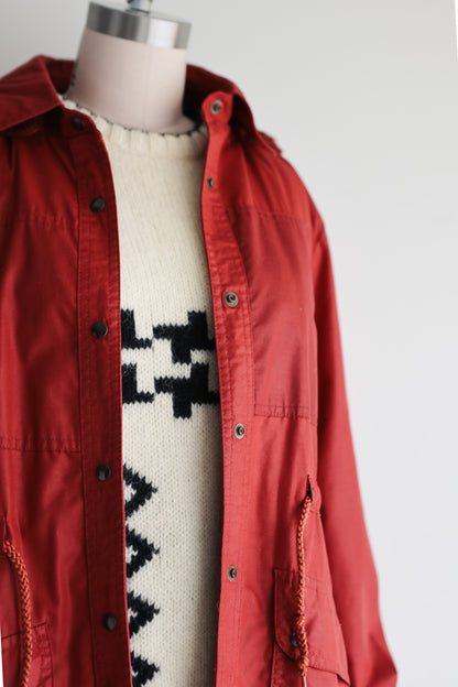 vintage brick red hooded jacket (S)