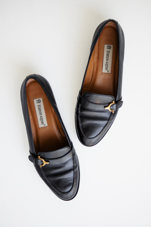 vintage black leather loafers (8)