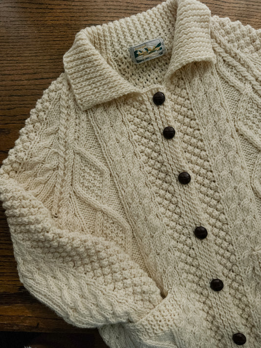 vintage Irish wool fisherman cardigan (S/M)