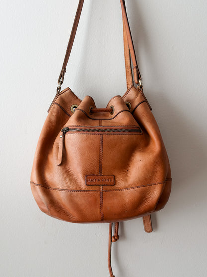 vintage Portuguese leather bucket bag