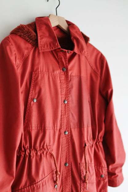 vintage brick red hooded jacket (S)