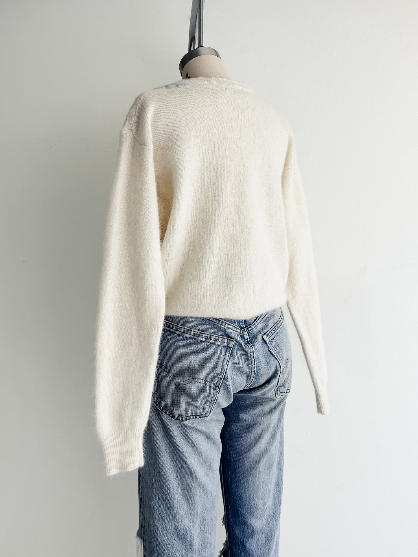 vintage embroidered Angora-lambswool sweater (M)