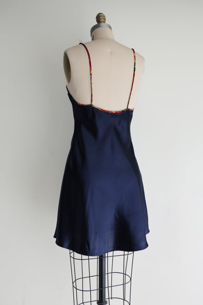 vintage navy chemise slip dress (S)