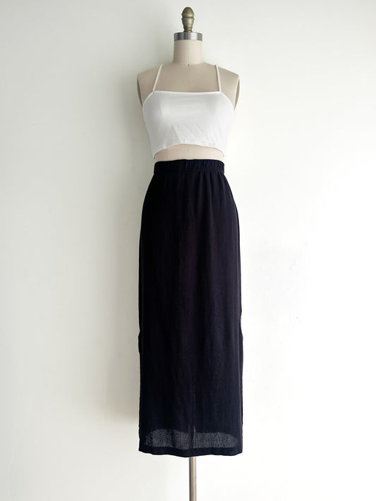 vintage linen mesh knit skirt (M)