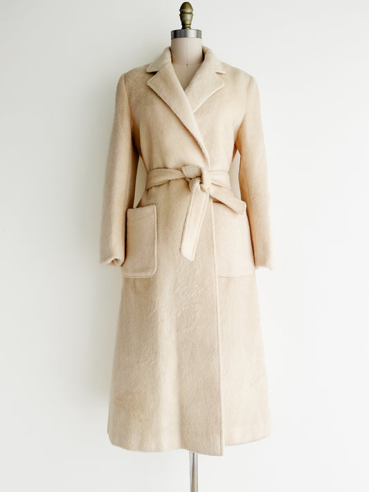 vintage cream wool wrap coat (S)