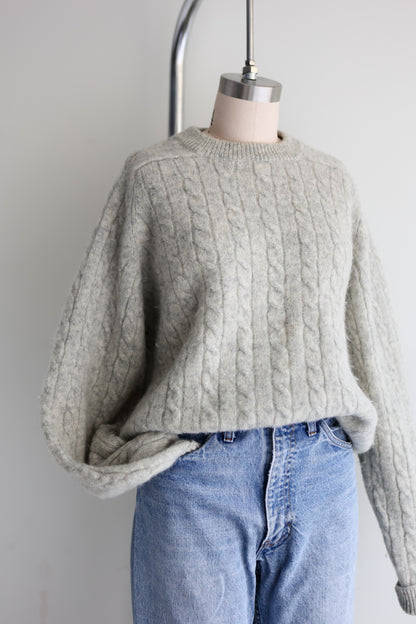vintage heathered cableknit wool sweater (M)