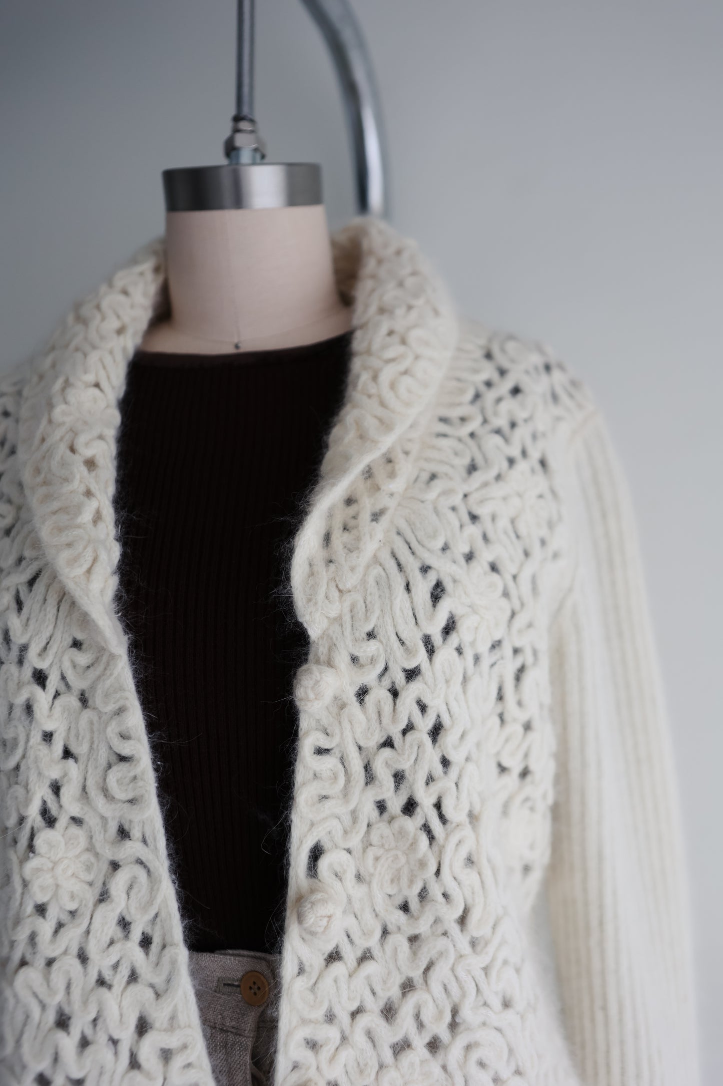 vintage cream angora cardigan (S/M)