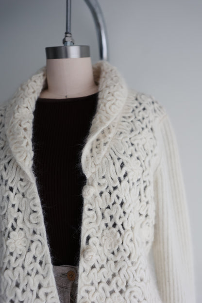 vintage cream angora cardigan (S/M)