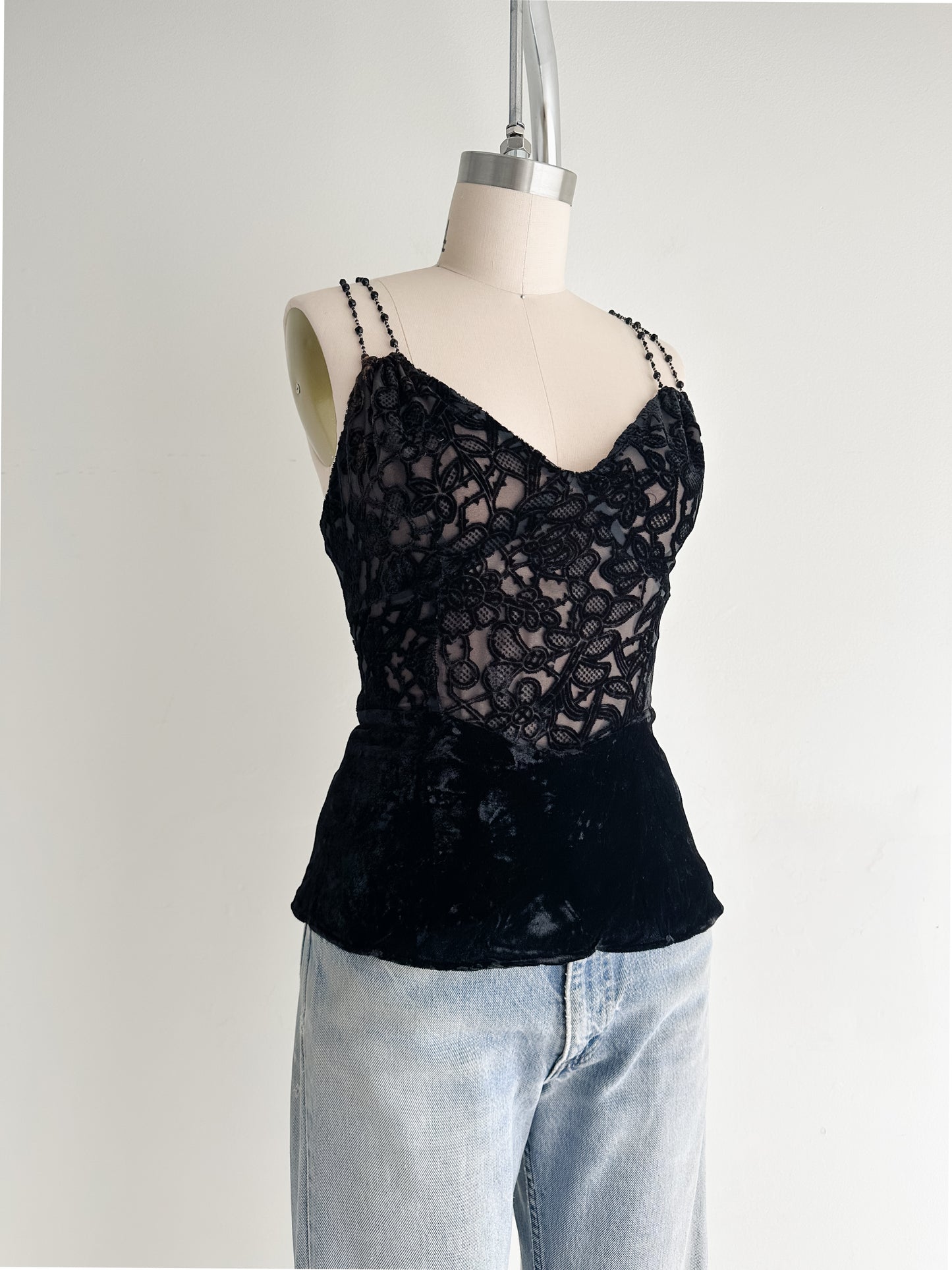 vintage black velvet camisole (S)