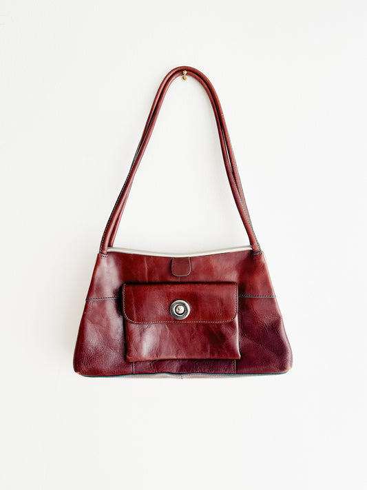 vintage oxblood leather shoulder bag