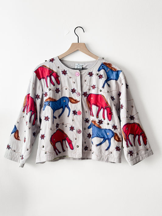 vintage cotton folk-art appliqué jacket (M/L)