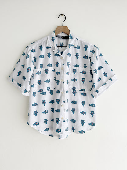 vintage bear print cotton shirt (M)