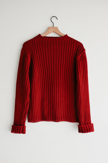 vintage currant red cotton sweater (M)