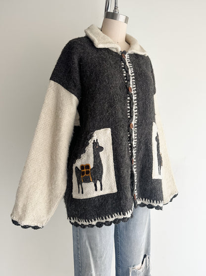 vintage alpaca cardigan sweater (L)