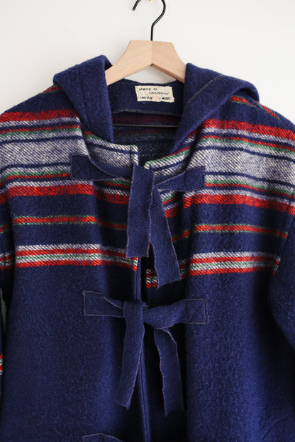 vintage wool hooded blanket coat (S)