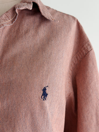 vintage apricot striped RL button down shirt (M)