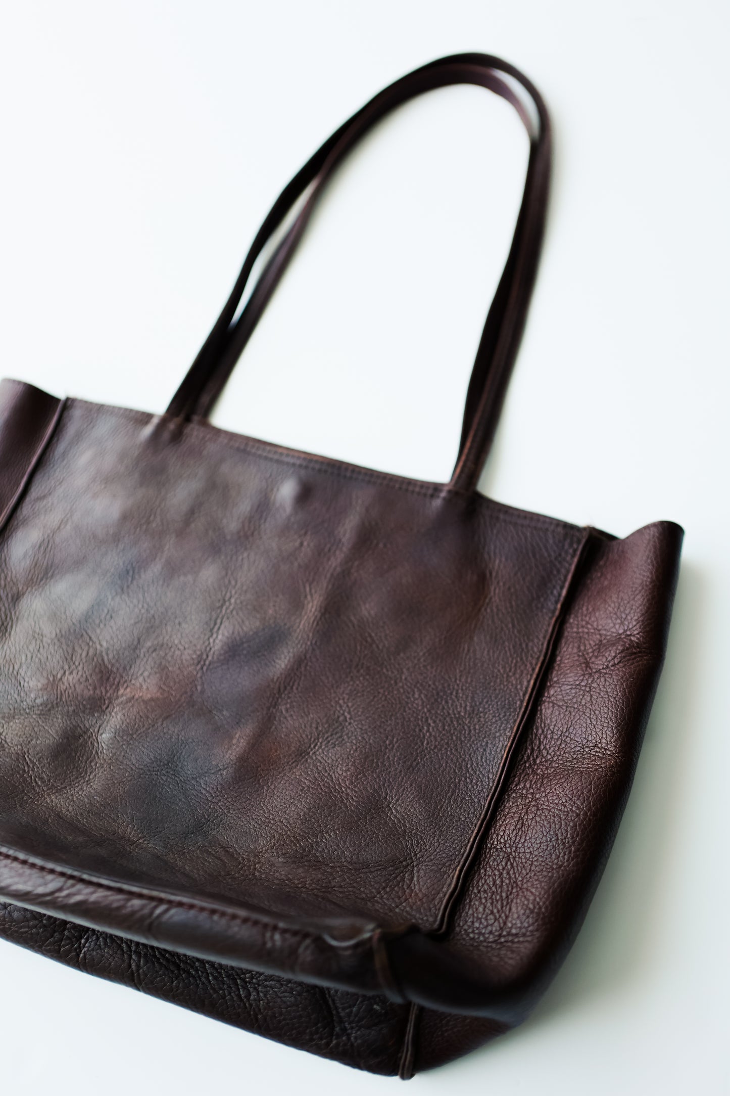 vintage espresso leather tote