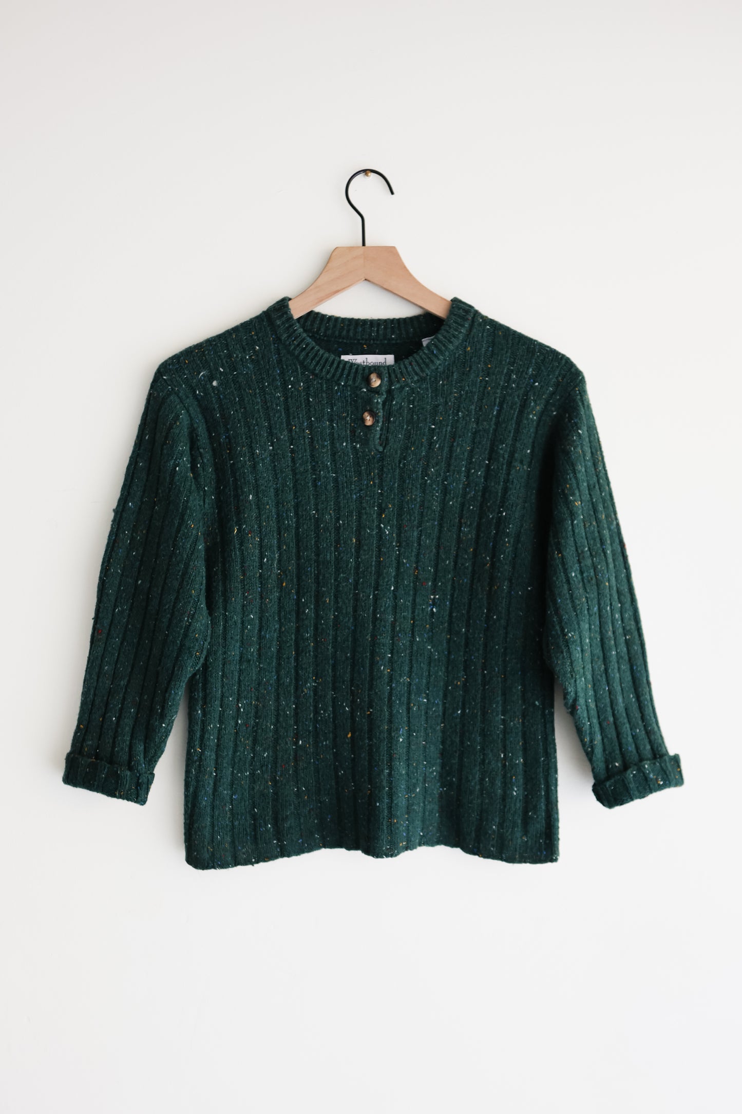 vintage spruce green ribbed sweater (S)