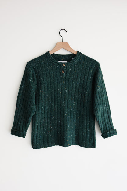 vintage spruce green ribbed sweater (S)
