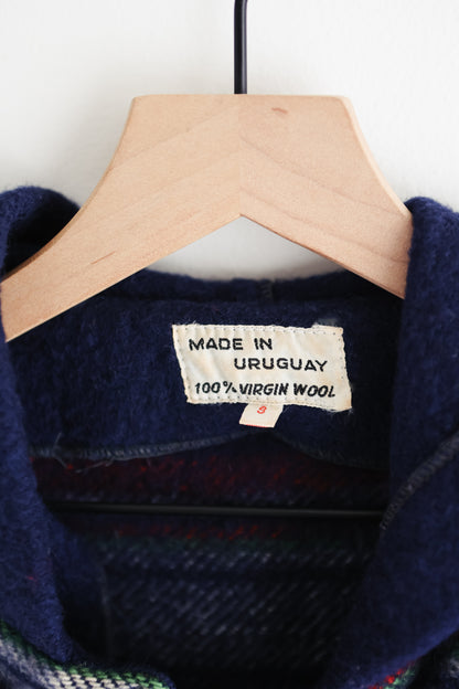 vintage wool hooded blanket coat (S)