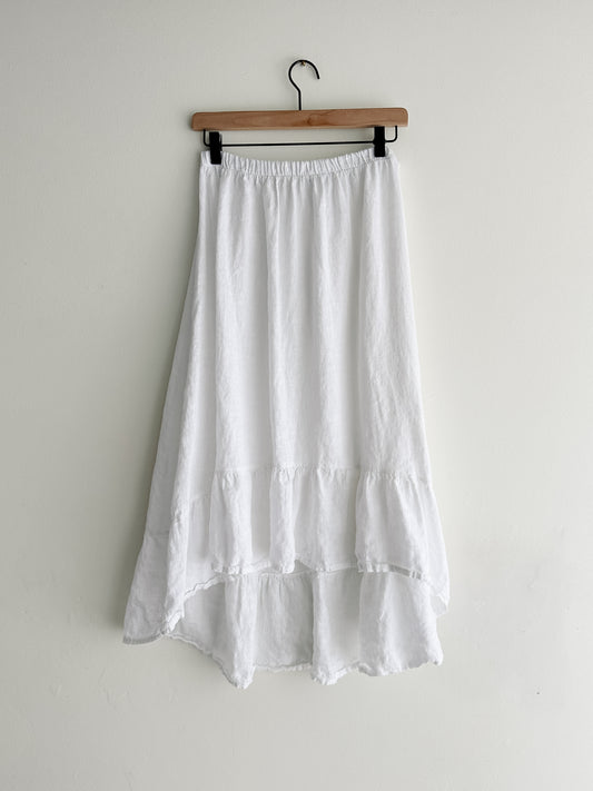 vintage white linen skirt (M)