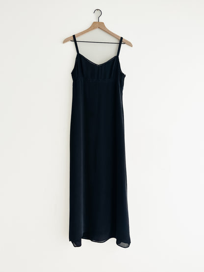vintage black silk slip dress (S/M)