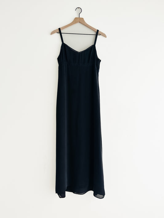 vintage black silk slip dress (S/M)