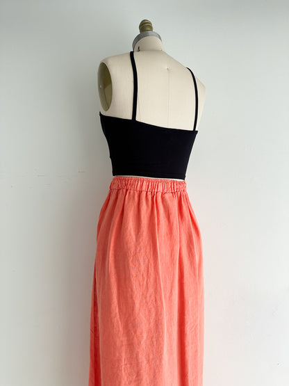 vintage persimmon linen wrap skirt (M/L)
