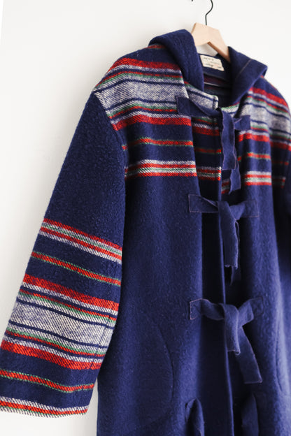 vintage wool hooded blanket coat (S)