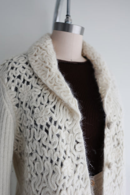 vintage cream angora cardigan (S/M)