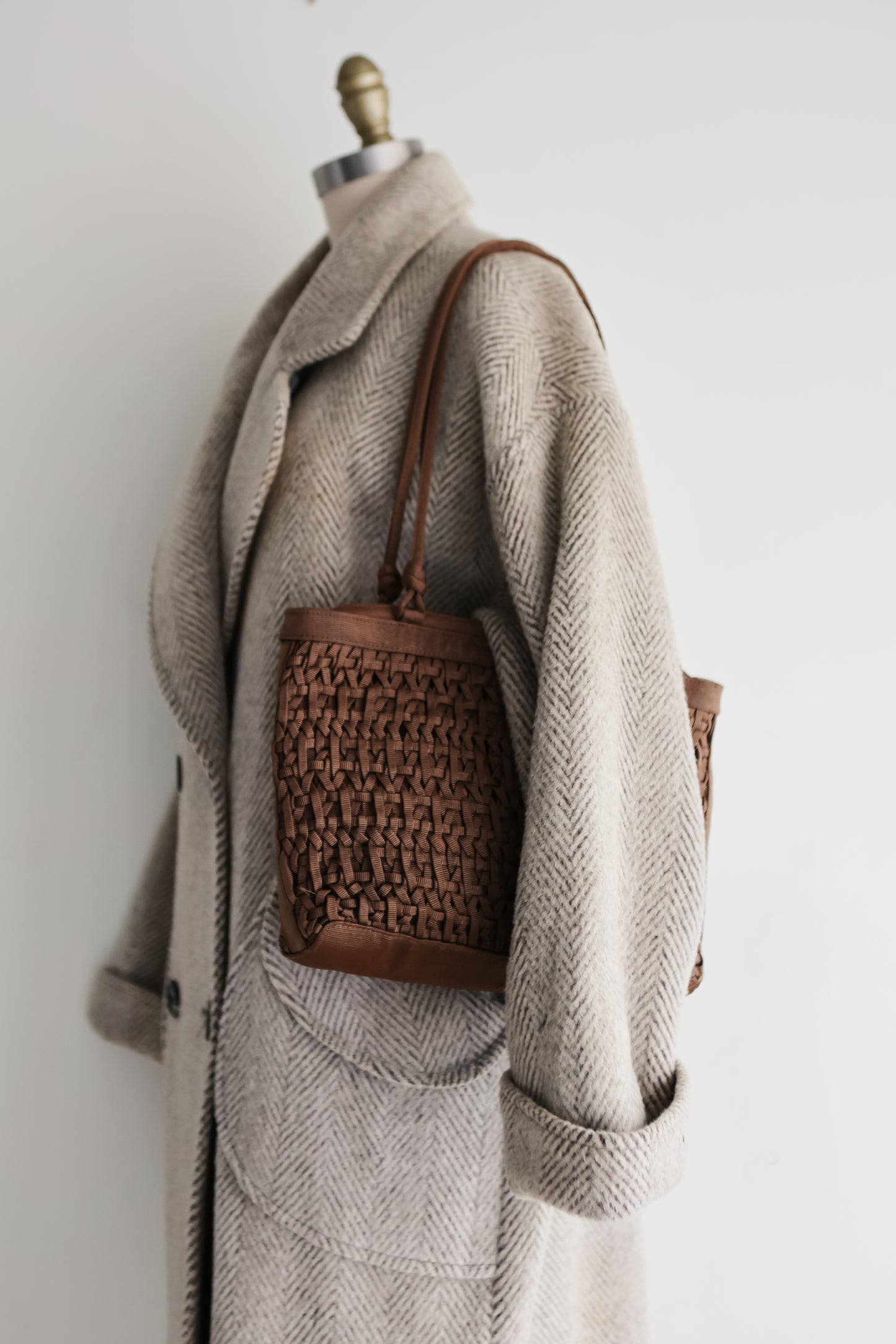 vintage cocoa woven bag