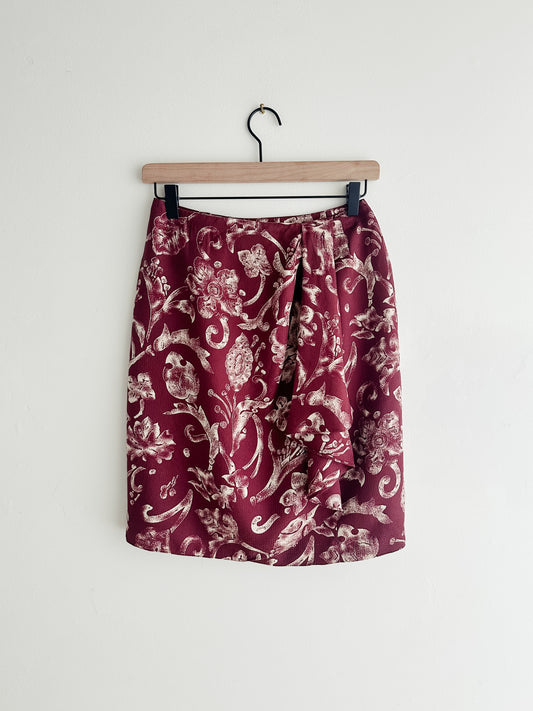 vintage merlot silk wrap skirt (S)