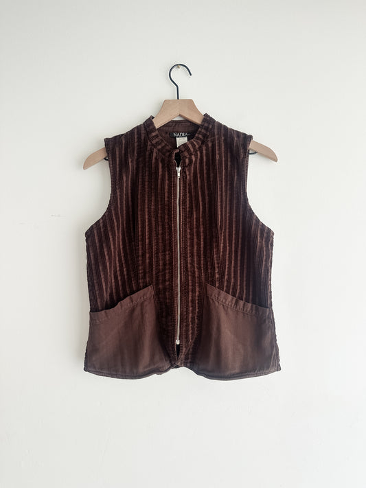 vintage chocolate corduroy top (M)