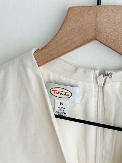 vintage cream silk wrap dress (M)