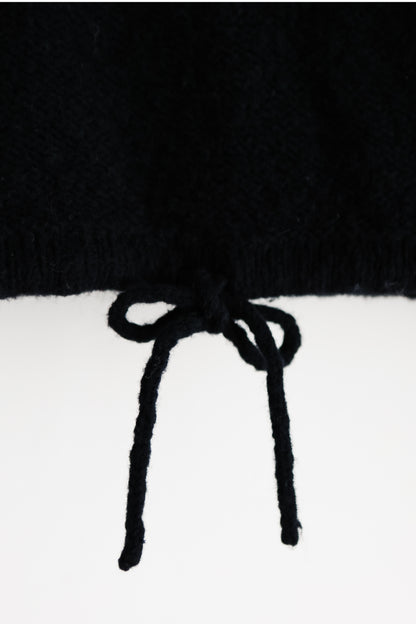 vintage black wool hooded sweater (S)