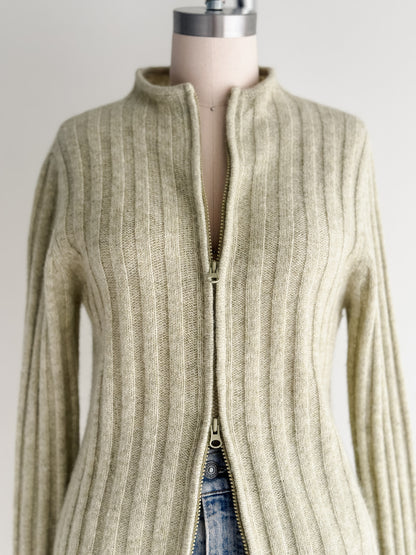 vintage pale green wool cardigan (S/M)