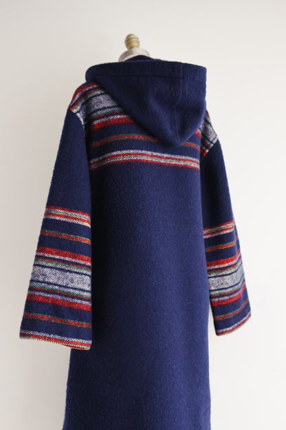 vintage wool hooded blanket coat (S)
