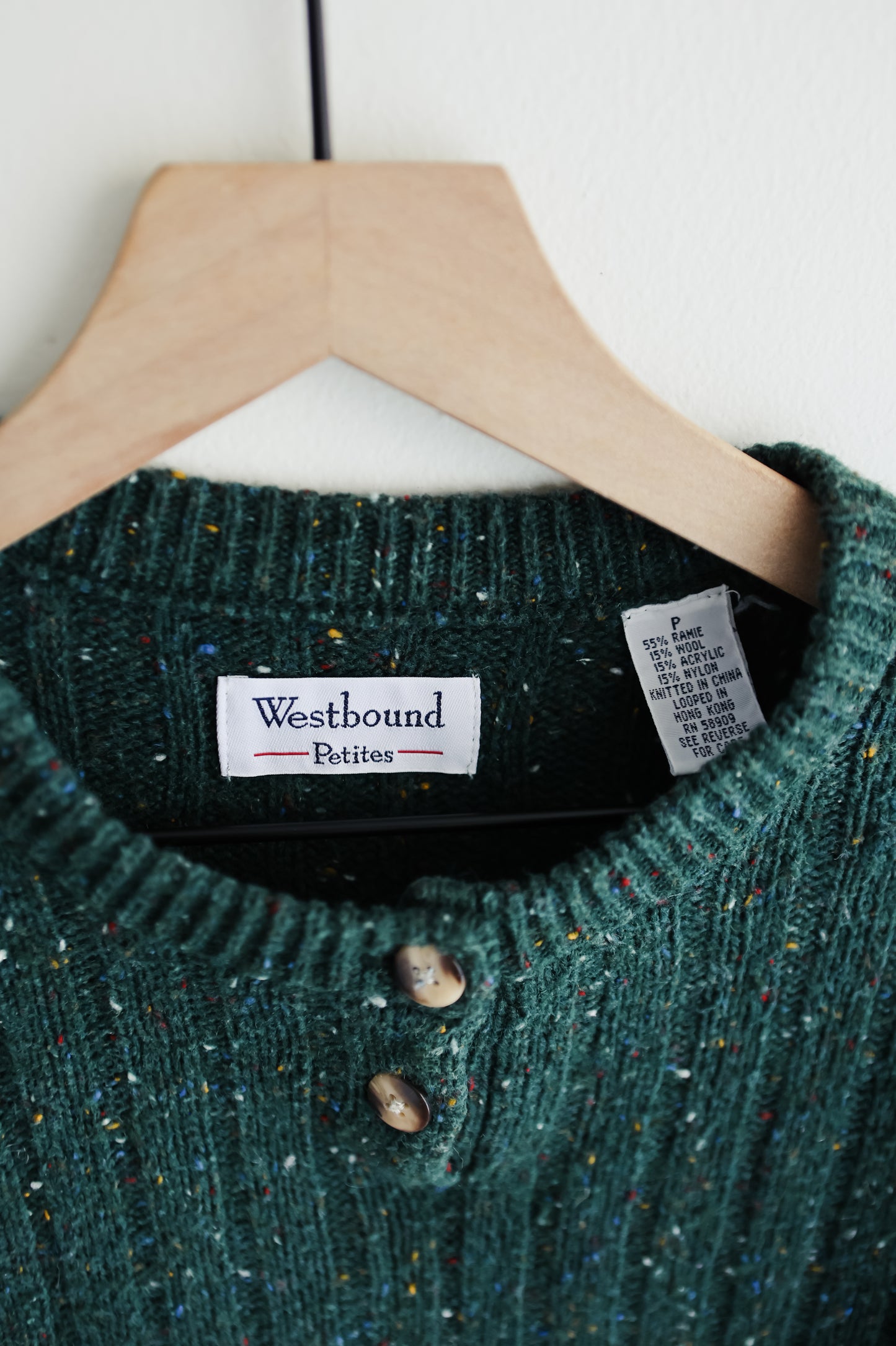 vintage spruce green ribbed sweater (S)