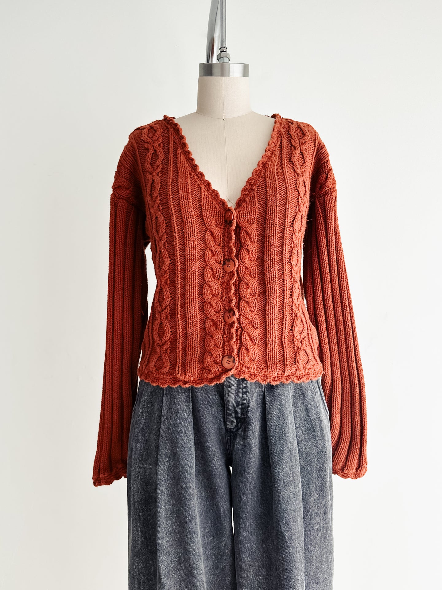 vintage rust cropped cotton sweater (S/M)