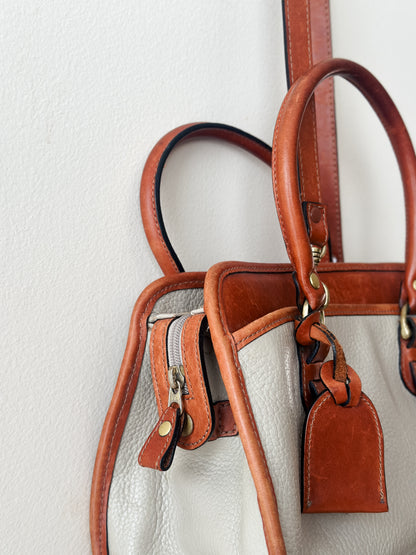 vintage putty leather bowler bag