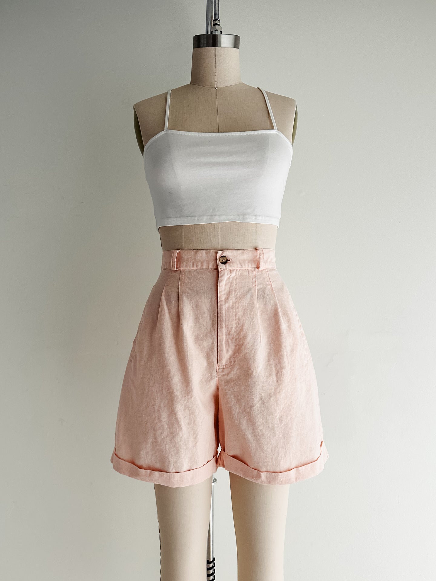 vintage blush pleated shorts (S)