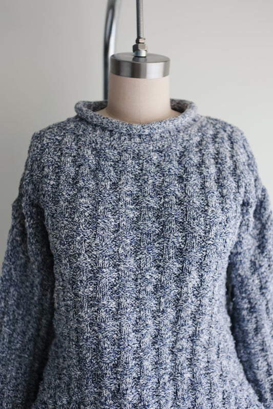 vintage marled basketweave sweater (L)