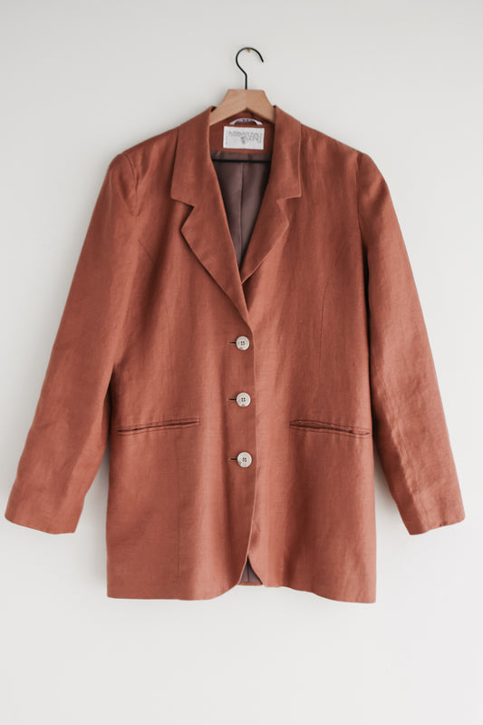 vintage terra cotta linen blazer (M)